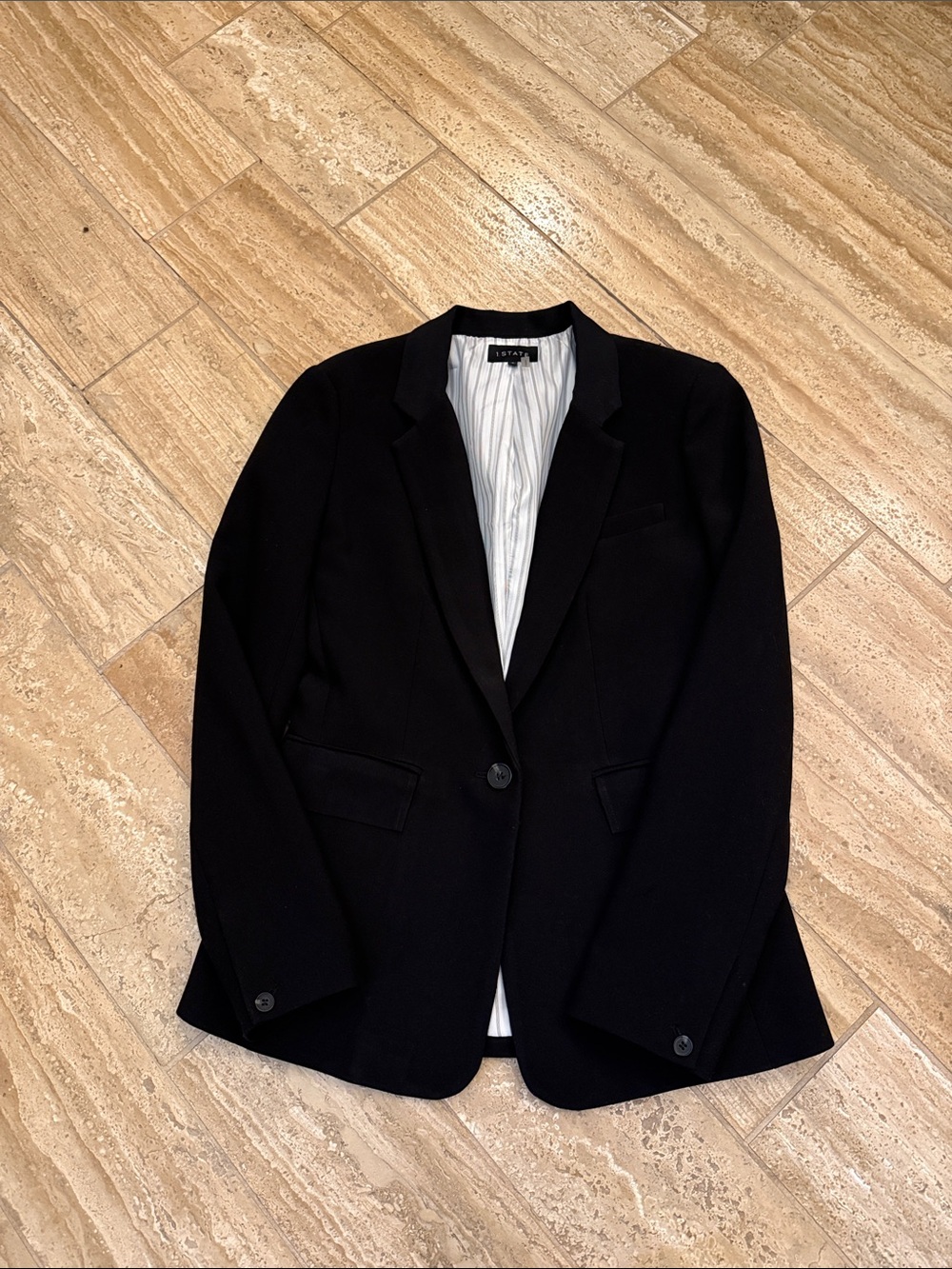 1 STATE Dillards Black Women's Blazer with Striped Lining size 8